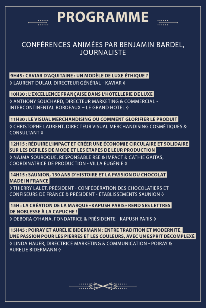 Programme Rendez-vous du Luxe ISG LUXURY Bordeaux 