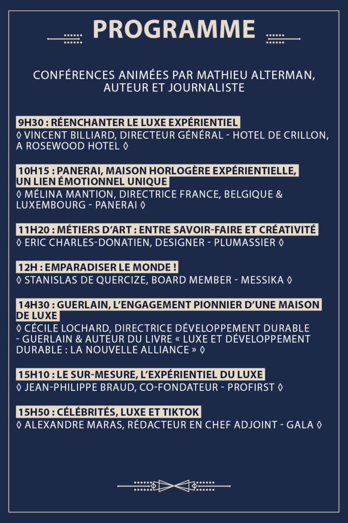 Programme Rendez-vous du Luxe ISG LUXURY - Campus PARIS